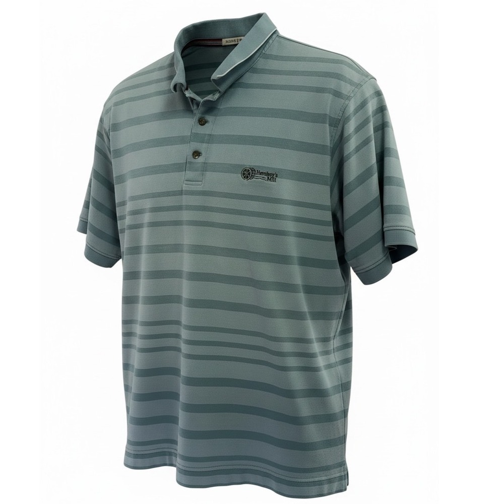 Cutter & Buck Hersheys Mills County Club Logo Sz XL Blue Striped Golf  Polo (K5)